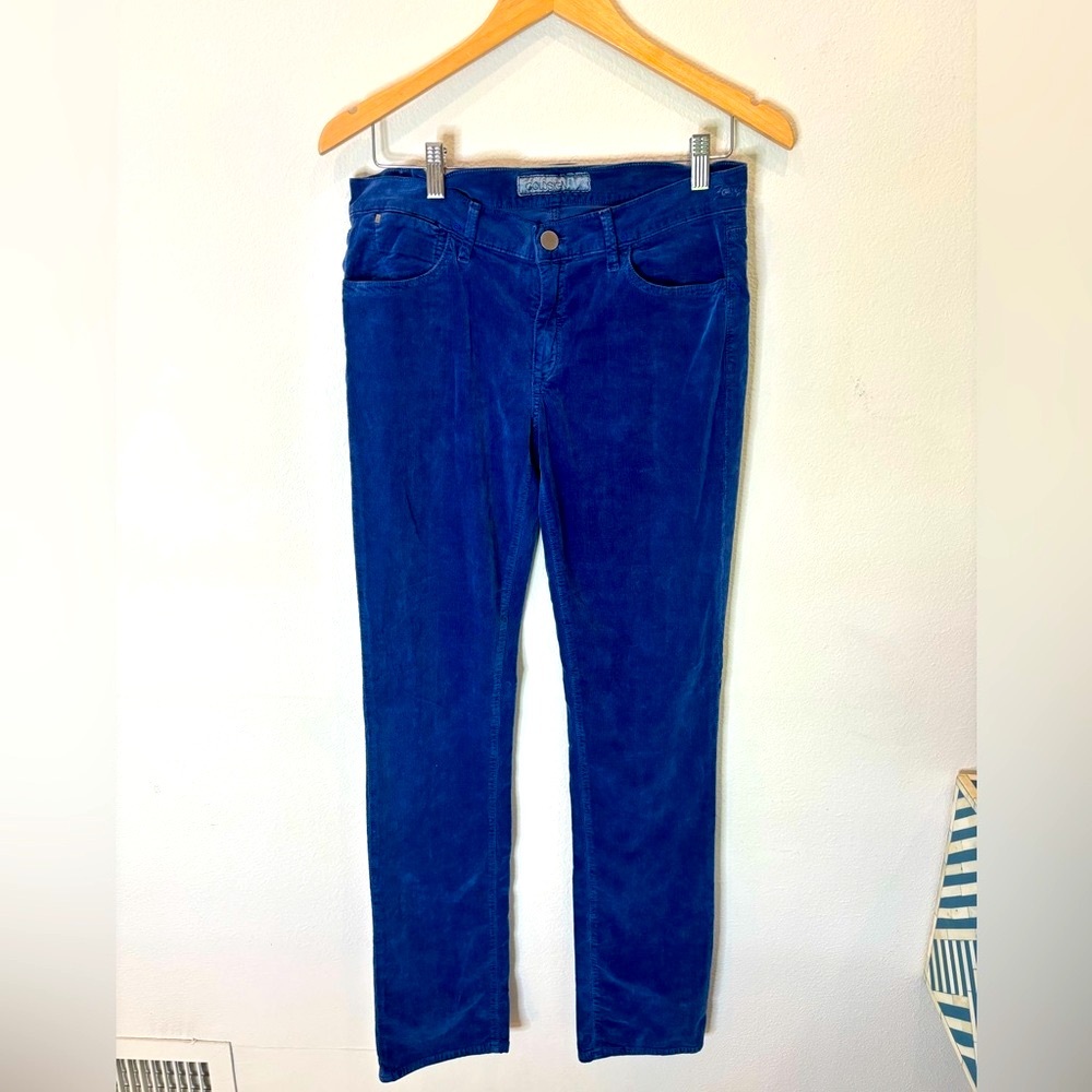 GoldSign Corduroy Dark Blue Straight Skinny‎ Preppy Basic Plus Size 31